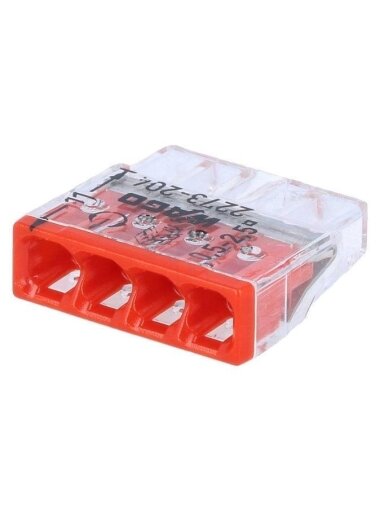 Laidų jungė Wago 2273-204/25,4 x 0,5-2,5 mm², 450 V, 25 vnt.