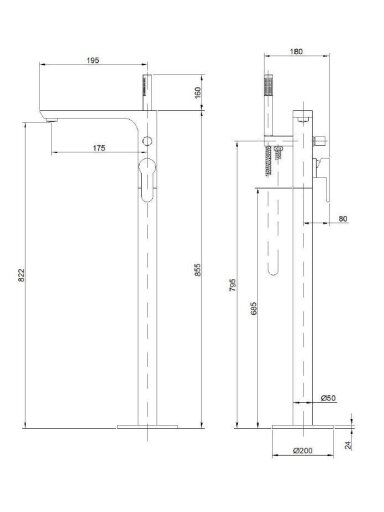 Laisvai pastatomas vonios maišyt Invena Glamour BW-02-W04-V