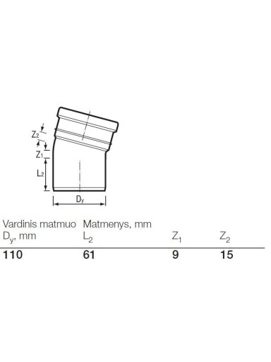 Lauko kanalizacijos alkūnė Wavin, Ø 110 mm, 22°