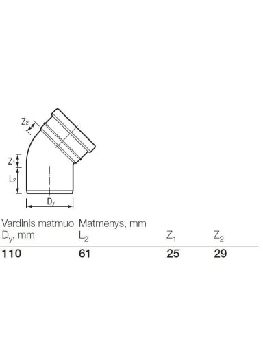 Lauko kanalizacijos alkūnė Wavin, Ø 110 mm, 45°