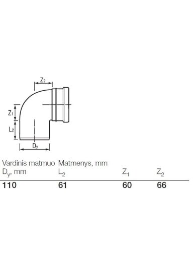 Lauko kanalizacijos alkūnė Wavin, Ø 110 mm, 88,5°