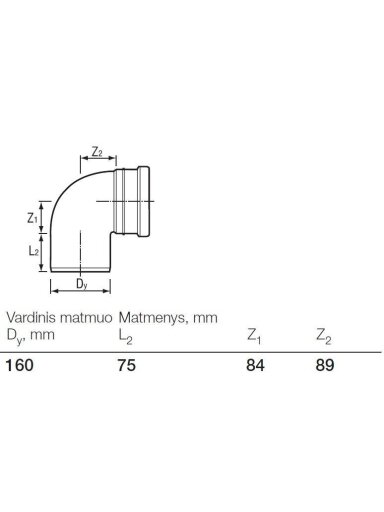 Lauko kanalizacijos alkūnė Wavin, Ø 160 mm, 88.5 °