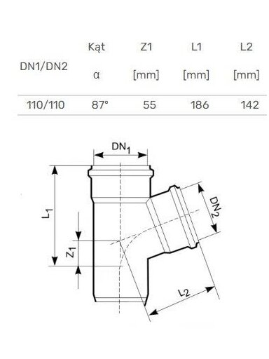 Lauko kanalizacijos trišakis Magnaplast, Ø 110 / 110 mm, 87°