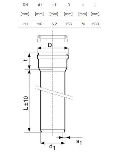 Lauko kanalizacijos vamzdis Magnaplast, Ø 110 mm, SN4, 0,5 m
