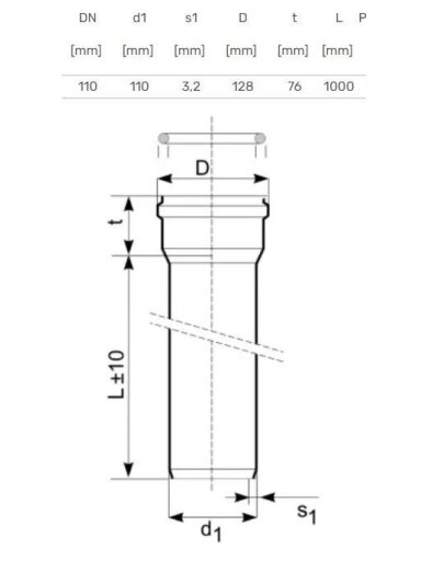 Lauko kanalizacijos vamzdis Magnaplast, Ø 110 mm, SN4, 1 m