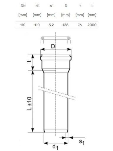 Lauko kanalizacijos vamzdis Magnaplast, Ø 110 mm, SN4, 2 m