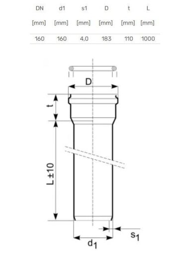 Lauko kanalizacijos vamzdis Magnaplast, Ø 160 mm, SN4, 1 m