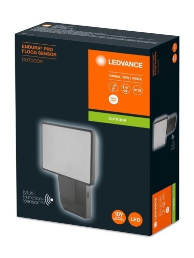 Lauko prožektorius su judesio davikliu, LED 15W 1500lm IP55