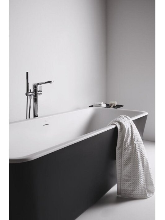Laisvai statoma akrilinė vonia Ideal Standard Dea Duo 170x75cm, su click-clack vožtuvu, vidus baltas/išorė matinė juoda 1