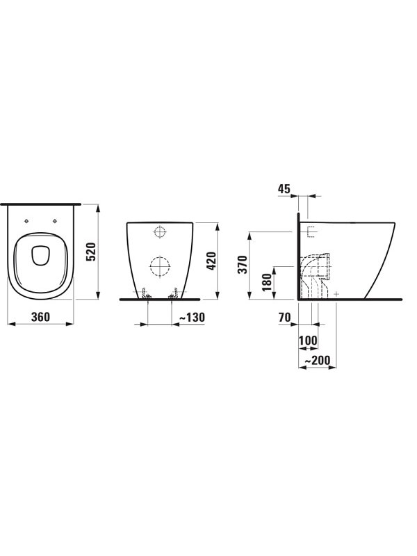 Laufen LUA Rimless pristatomas unitazas be bakelio, su universaliu nuotaku, baltas 1 Laufen LUA Rimless pristatomas unitazas be bakelio, su universaliu nuotaku, baltas 1