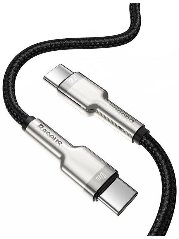Laidas Baseus CATJK-C01, USB-C, 1 m, sidabro/juoda, 100 W 1 Laidas Baseus CATJK-C01, USB-C, 1 m, sidabro/juoda, 100 W 1