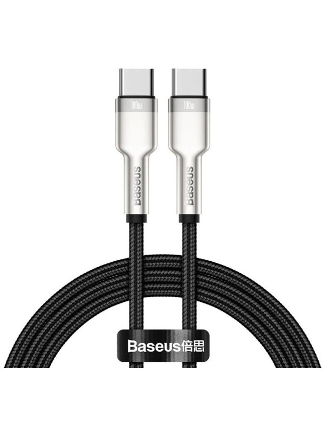 Laidas Baseus CATJK-C01, USB-C, 1 m, sidabro/juoda, 100 W Laidas Baseus CATJK-C01, USB-C, 1 m, sidabro/juoda, 100 W