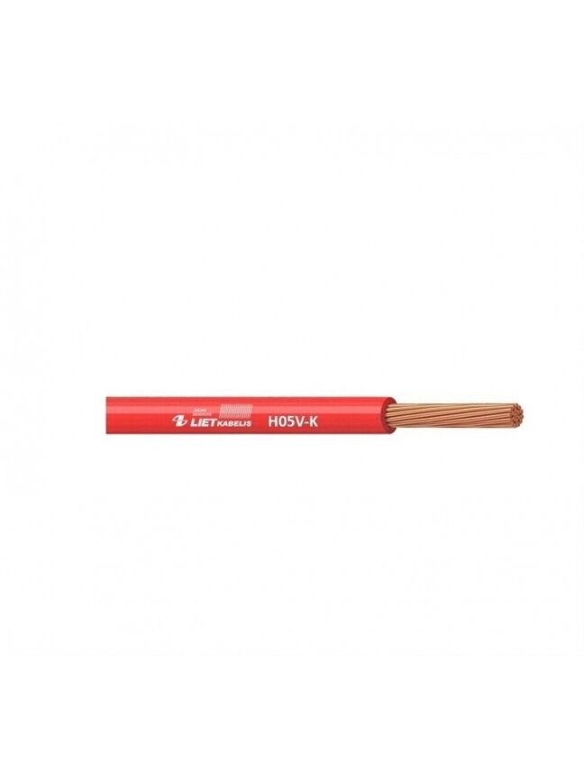 Laidas PV-3/H05V-K, 1 x 0,75 mm², raudonas, 100m Laidas PV-3/H05V-K, 1 x 0,75 mm², raudonas, 100m