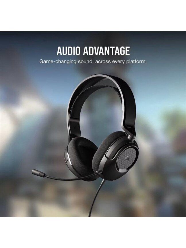 Laidinės žaidimų ausinės Corsair HS35 SURROUND v2, juodos 2 Laidinės žaidimų ausinės Corsair HS35 SURROUND v2, juodos 2