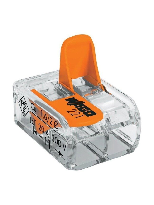 Laidų jungė Wago 221-412/20, 2 x 0,2–4 mm², 450 V, 20 vnt. 1 Laidų jungė Wago 221-412/20, 2 x 0,2–4 mm², 450 V, 20 vnt. 1
