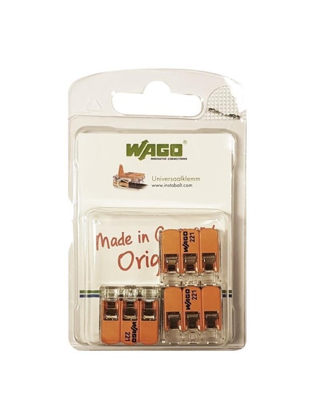 Laidų jungė Wago 221-613/3, 3 x 0,5-6 mm², 450 V, 3 vnt. 1