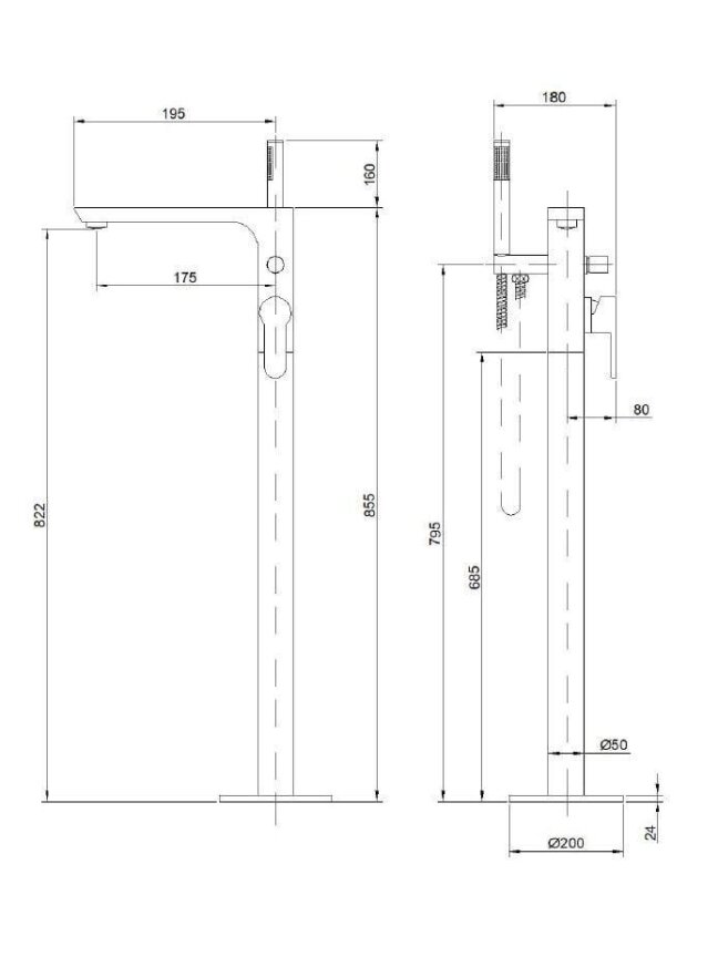 Laisvai pastatomas vonios maišyt Invena Glamour BW-02-W01-V 1
