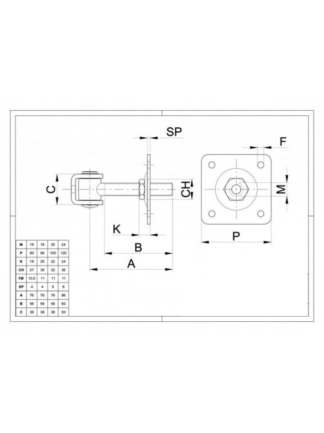 Lankstas vartams 425/P M16 2