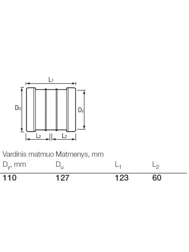 Lauko kanalizacijos dviguba mova Wavin, Ø 110 mm 2 Lauko kanalizacijos dviguba mova Wavin, Ø 110 mm 2