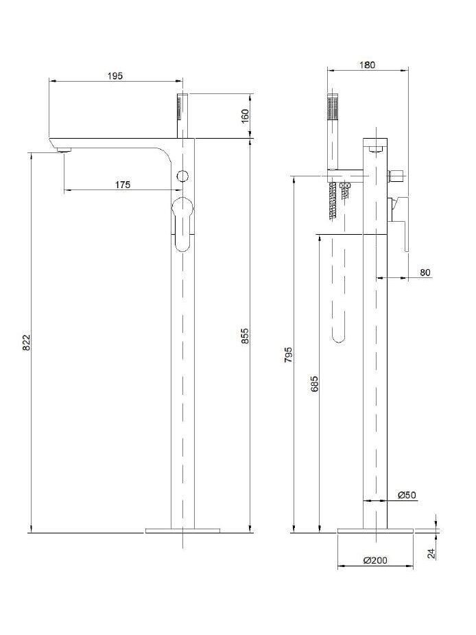 Laisvai pastatomas vonios maišyt Invena Glamour BW-02-W01-V 1