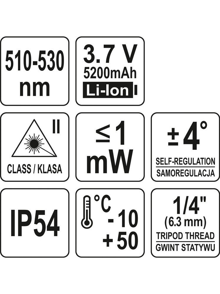 Lazeris nivelyras 12 linijų (žalias spindulys) Yato 5 Lazeris nivelyras 12 linijų (žalias spindulys) Yato 5