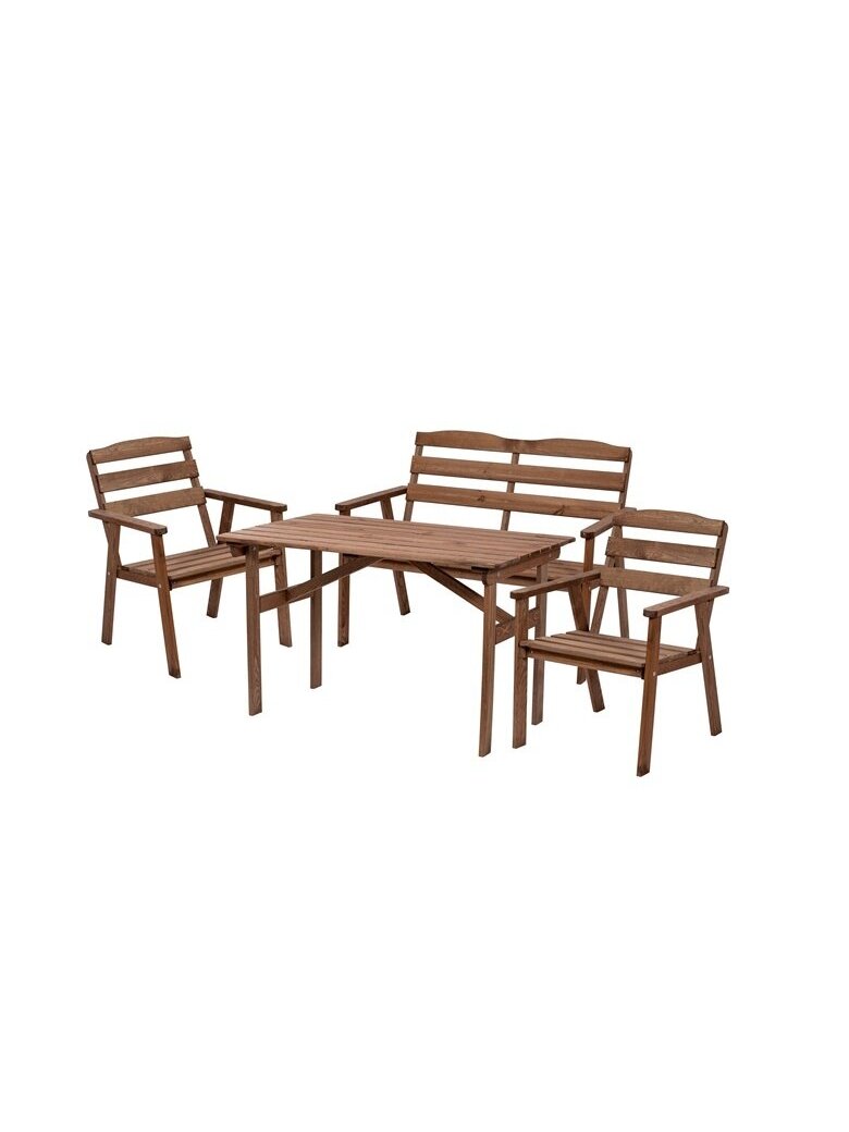 Lauko baldų komplektas 4IQ Garden Set Roko, rudas, 4 vietų Lauko baldų komplektas 4IQ Garden Set Roko, rudas, 4 vietų