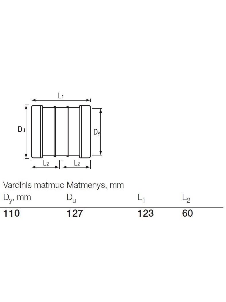 Lauko kanalizacijos dviguba mova Wavin, Ø 110 mm 2 Lauko kanalizacijos dviguba mova Wavin, Ø 110 mm 2