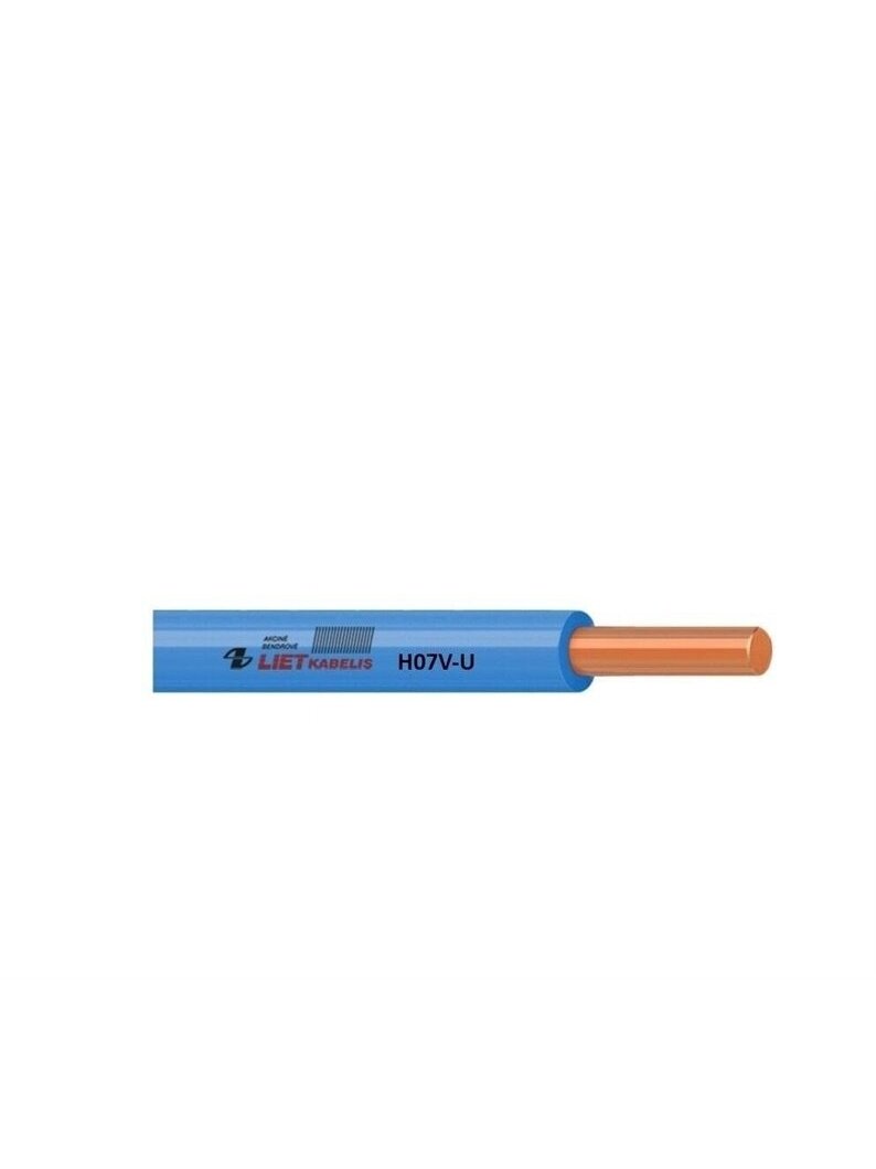 Laidas PV-1/H07V-U, 1 x 1,5 mm², mėlynas, 100m Laidas PV-1/H07V-U, 1 x 1,5 mm², mėlynas, 100m