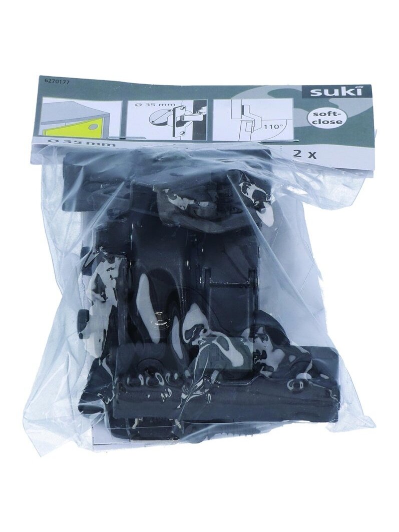 Lankstas baldams Suki, 35 cm, 110 °, juoda, 2 vnt. 1 Lankstas baldams Suki, 35 cm, 110 °, juoda, 2 vnt. 1
