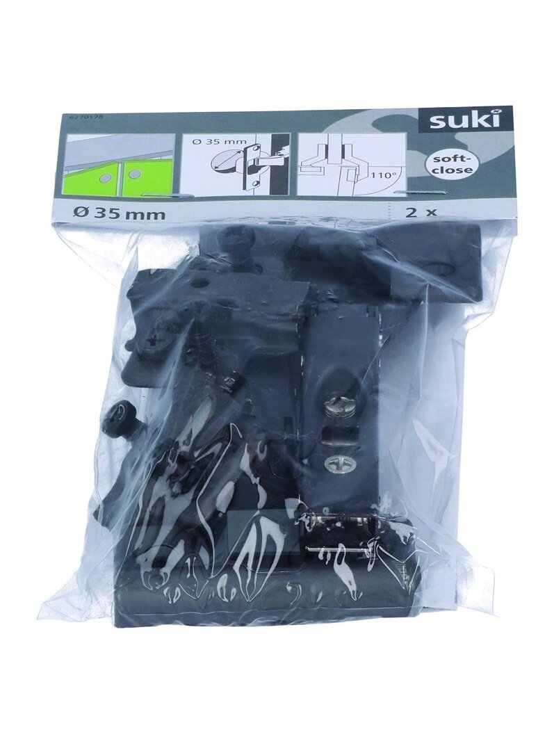 Lankstas baldams Suki, 3.5 cm, 110 °, juoda, 2 vnt. 1 Lankstas baldams Suki, 3.5 cm, 110 °, juoda, 2 vnt. 1