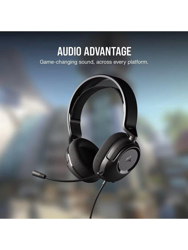 Laidinės žaidimų ausinės Corsair HS35 SURROUND v2, juodos 2 Laidinės žaidimų ausinės Corsair HS35 SURROUND v2, juodos 2