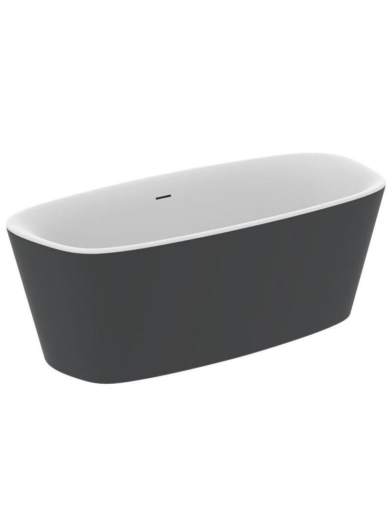 Laisvai statoma akrilinė vonia Ideal Standard Dea Duo 170x75cm, su click-clack vožtuvu, vidus baltas/išorė matinė juoda Laisvai statoma akrilinė vonia Ideal Standard Dea Duo 170x75cm, su click-clack vožtuvu, vidus baltas/išorė matinė juoda