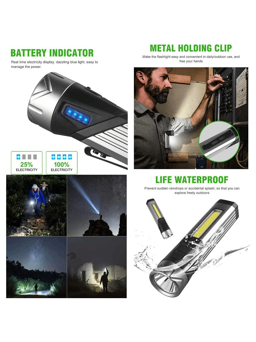 LED Žibintuvėlis Tiger Wolf HL-1309 darbui ir laisvalaikiui, pasukas 90° 3 LED Žibintuvėlis Tiger Wolf HL-1309 darbui ir laisvalaikiui, pasukas 90° 3