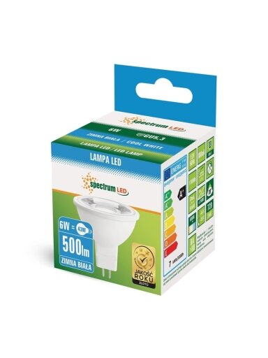 LED lempa Spectrum GU5.3 MR16 6W 6500K 490LM 12V38