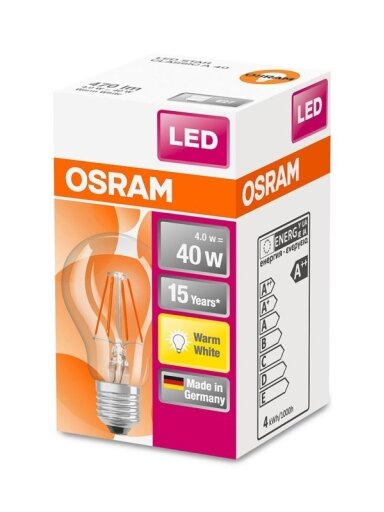 LED lemputė OSRAM, A60, E27, 4 W, 470 lm, 2700 K