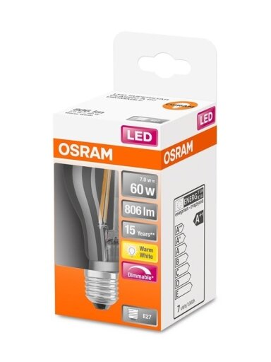 LED lemputė OSRAM, A60, E27, 7 W, 806 lm, 2700 K