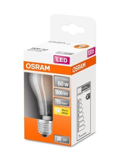 LED lemputė OSRAM, A60, E27, 7 W, 806 lm, 2700 K