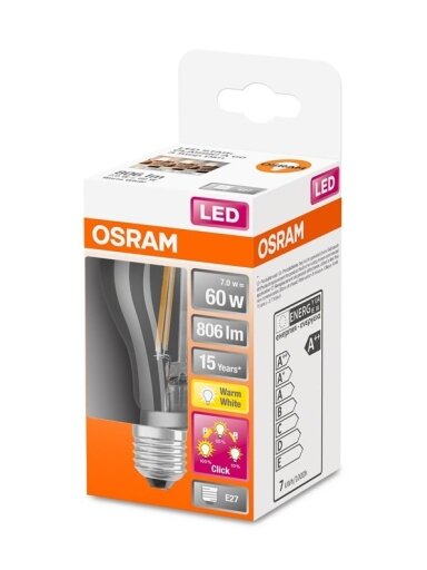 LED lemputė OSRAM, A60, E27, 7 W, 806 lm, 2700 K
