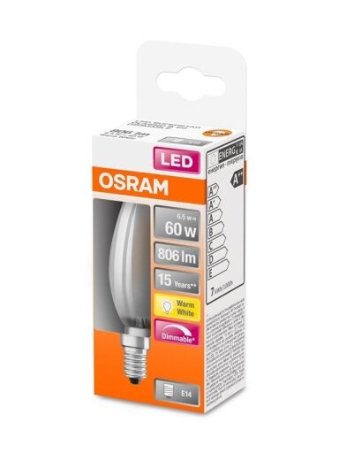 LED lemputė OSRAM, B35, E14, 5,5 W, 806 lm, 2700 K