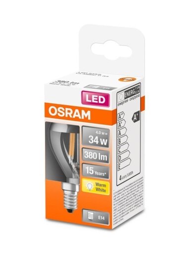 LED lemputė Osram Filam, MIRROR, P45, 4W, E14, 2700K, 350lm