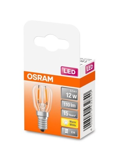 LED lemputė Osram Filamentinė, T26, 2.2W, E14, 2700K, 110lm