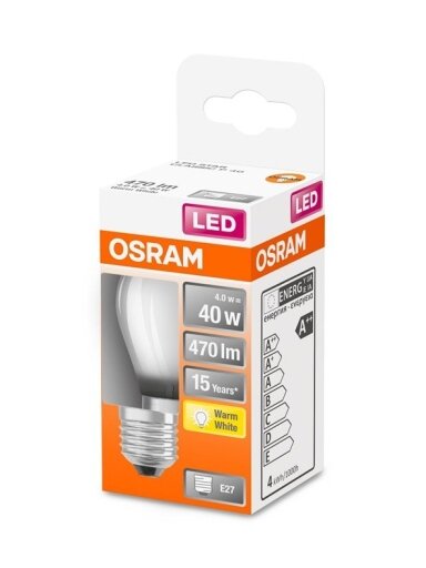 LED lemputė OSRAM, P45, E27, 4 W, 470 lm, 2700 K