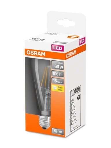 LED lemputė OSRAM, ST64, E27, 6,5 W, 806 lm, 2700 K