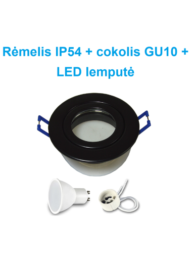 LED šviestuvas į pakalimą GU10 juodas