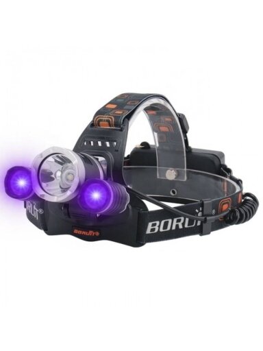 LED Žibintas Ant Galvos BORUIT RJ-3000 UV Ir Balta Šviesa
