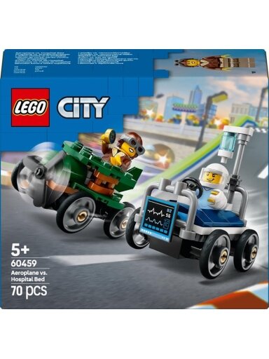LEGO® City Aeroplane vs. Hospital Bed Race Car Pack, 70 vnt.