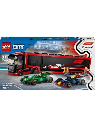 LEGO® City F1® Truck with RB20 & AMR24 F1® Cars, 1086 vnt.