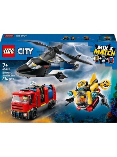 LEGO® City Helicopter, Fire Engine & Submarine, 874 vnt.
