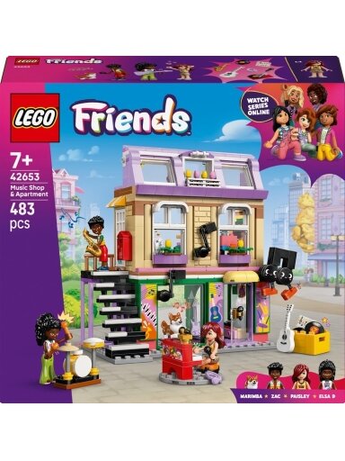 LEGO® Friends Muzikos prekių parduotuvė ir butas, 483 vnt.