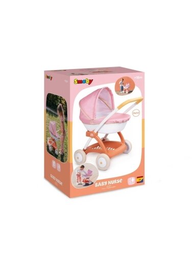 Lėlių vežimėlis Smoby Baby Nurse, balta/rožinė